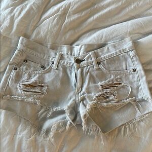 Rag & Bone White Jean Shorts with Raw 24 Ripped